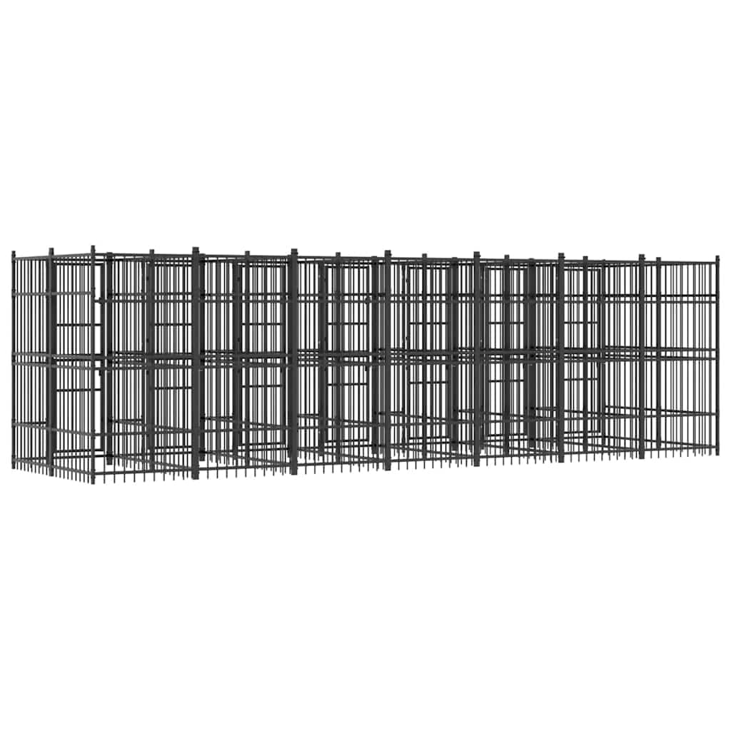 Recinto Cani da Esterno in Acciaio Nero 12,9 mq 672x192x200 cm