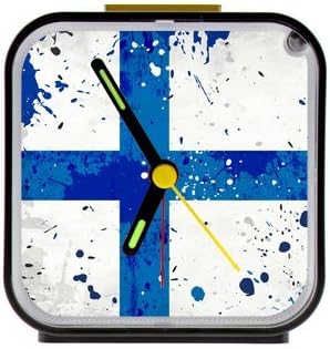 Home Decor Personalized Grunge Finland Flag with Stains Custom Square Black Alarm Clock