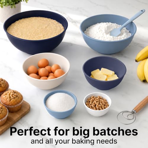 Image of Zulay Kitchen 12 Piece Plastic Mixing Bowls with Leak-Proof Lids Set - Microwave and Freezer Safe Kitchen Mixing Bowls for Preparing, Serving and Storing - Large Nesting Bowls (Navy Ombre)