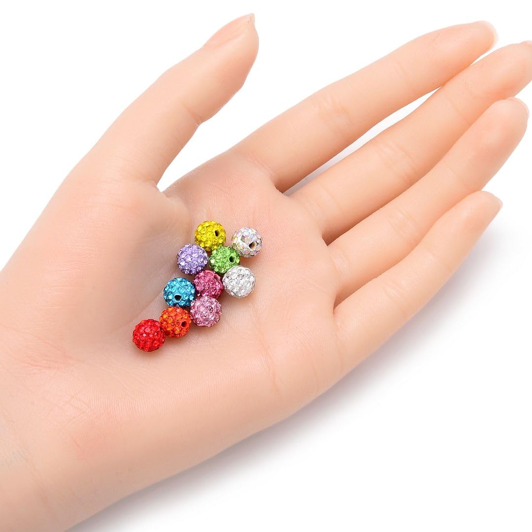 100pcs Adabele Grade A Suncatcher Crystal Rhinestone Pave Loose Beads 8mm Sapphire Blue Polymer Clay Disco Ball Spacers Compatible with Shamballa All Craft Jewelry Making DB8-13