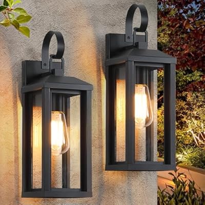 SNRU 17" Large Outdoor Wall Lights Exterior 2Pack, Waterproof Exterior Wall Sconce Porch Lights Outdoor Wall Mount, Black Exterior Lighting Fixtures Coach Lights for Garage House,Bulb Not Included
