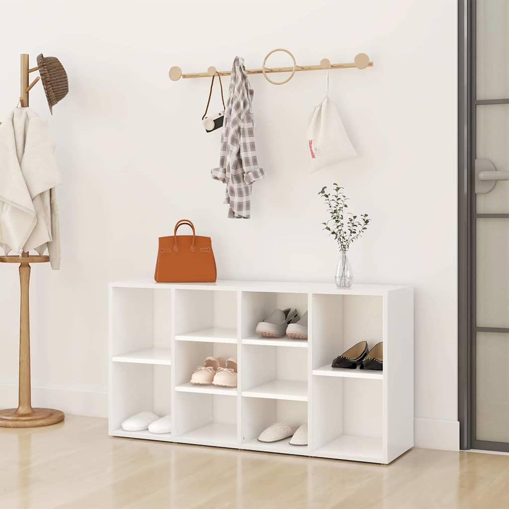 vidaXL Banc à Chaussures, Organisateur de Maison, Meuble de Rangement Salon Couloir Entrée Maison Intérieur, Blanc Bois d’Ingénierie