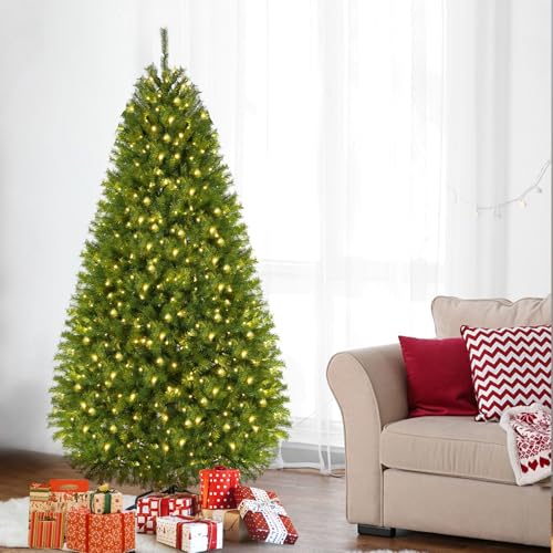 FX STATREE 6ft Full PVC Artificial Christmas Fir Tree 1460 Branch Tips Pre-lit with 450 Warm White LED Light Bubles Suitable for Christmas Decoration Matel Stand Included