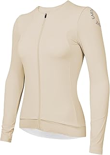 Cycling Jersey Women Long Sleeve,Warm Bike Shirts for Women Biking Tops Elastic Cycle Jerseys with 4 Pockets
