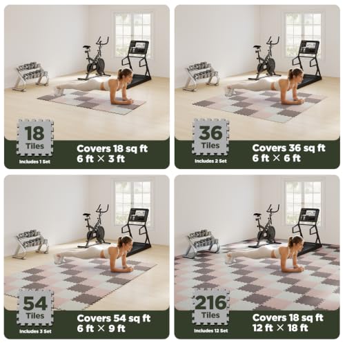 Image of AIRHOP 18 PCS Gym Floor Mat, EVA Foam Puzzle Gym Mat, High-Density Interlocking Foam Floor Tiles for Home Gym, Play Workout Garage Kitchen Flooring 12.6 inchx12.6 inchx0.4 inch