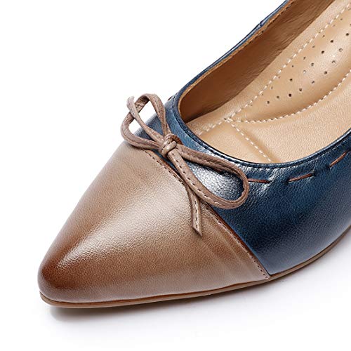 Image of Mona flying Women's Leather Elegant Bowknot Pointed Toe Dress Pumps Heels