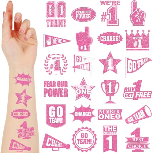Landhoow Pink 240 Pcs School Spirit Tattoos Football Spirit Item