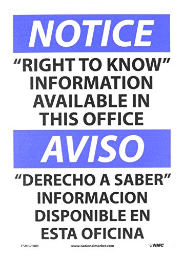 Panneau bilingue OSHA Notice - Right to Know idéal pour l'affichage clair en bureau