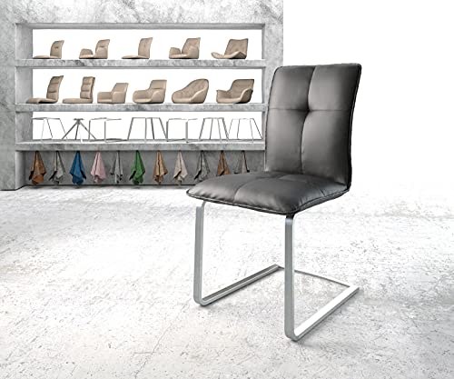 DELIFE Schwingstuhl Maddy-Flex Freischwinger flach Edelstahl Echt-Leder...