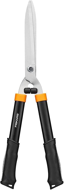 Fiskars Fiskars Heckenschere HS21, Für Form- und Rückschnitt von Hecken und Büschen, Länge 59 cm, Gehärtete Stahl-Klingen/Soft-Touch Kunststoff-Griff, Schwarz/Orange, Solid, 1026827 — Heckenscheren