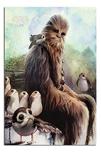 Star Wars The Last Jedi Chewbacca & Porgs Poster Satin Matt Laminated - 91.5 x 61cms (36 x 24 Inches)