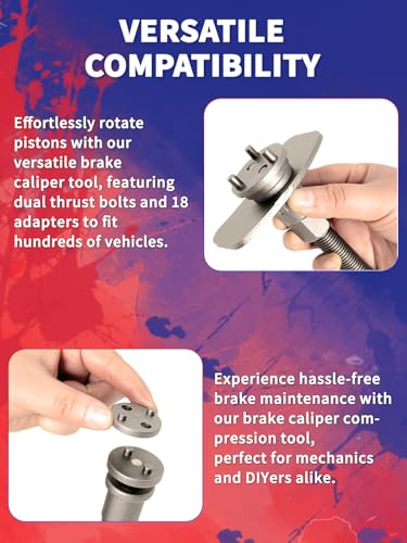 Punmew Brake Caliper Compression Tool 24-Piece Heavy Duty Disc Brake Piston Caliper Compressor Rewind Tool - Thumbnail 6