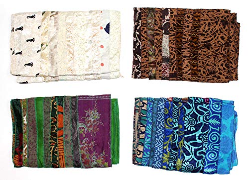 Mango Gifts Women's Lot of 5 Sari Fabric Handmade Mix Color Scarves, Scarfs, Neckwraps, Women Boho Fashion Accessories, Assortment2