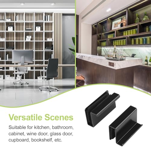 Image of 8Pcs Glass Finger Edge Pull Cabinet Finger Pull Handle Glass Door Clips Cabinet Latch Clamp Concealed Handle for Display Glasscase Door (Black)