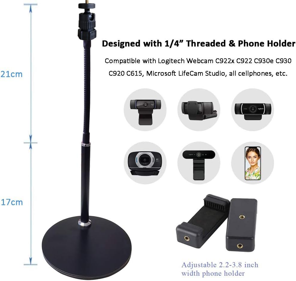 Etubby Webcam Stand Phone Holder Flexible Desktop Stand Gooseneck Phone Stand Mount for Cellphones, Logitech Webcam C922 C930e C920S C920 C615 and... - Image 2