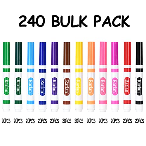 Rarlan Washable Markers Bulk, Markers For Kids, Bulk Pack, 12 Colors, 240 Count #TOP2
