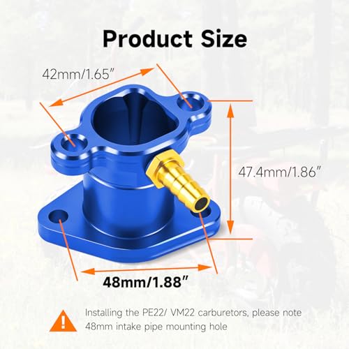 Image of FVRITO Mini Bike Intake Manifold Compatible with Predator 212cc 196cc Coleman CT200U CT200U-EX BT200X Massimo Baja MB200 Minibike, Carburetor Intake Pipe for GX160 GX200 6.5HP Clone Engine Parts Blue