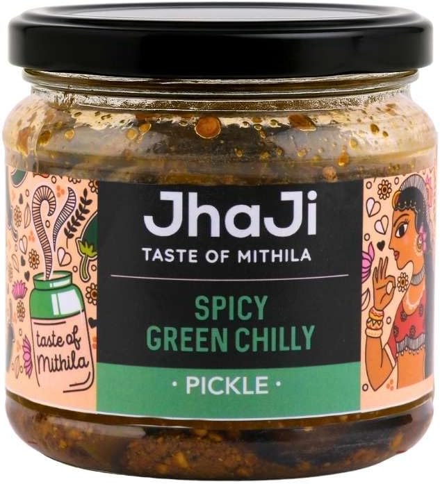 JhaJi - Taste of Mithila Store's Spicy Green Chili Pickle|Hari Mirch Ka Teekh...