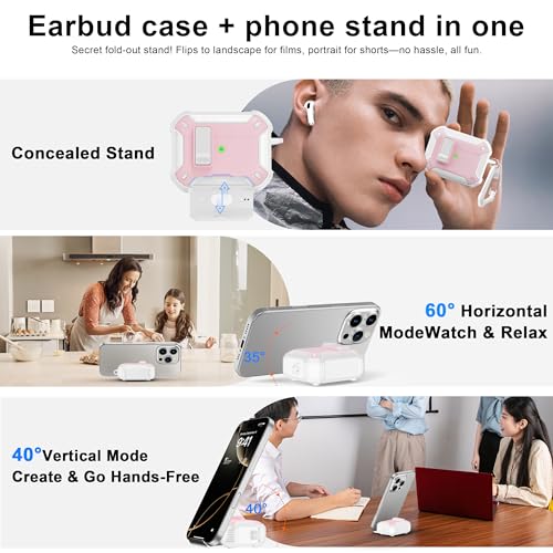 Image of RFUNGUANGO AirPods Pro 2 Case with Lock Phone Stand Magsafe, Pink