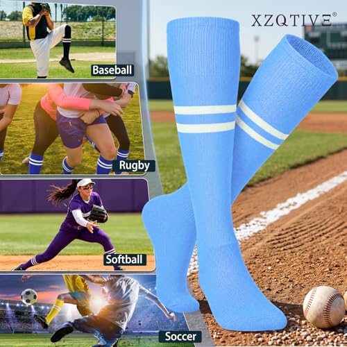 Image of XZQTIVE Baseball Softball Socks and Belt Combo Set Adjustable Softball Socks and Elastic Belt for Kids Youth Adult