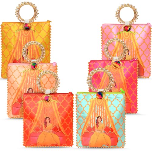 Image of Women Potli Bags Pack of 18 | Gifting Potli with Handle & Zipper | Traditional Shagun Return Gifts Potli for Diwali, Mehandi, Haldi, Baby Shower, Wedding, Sangeet