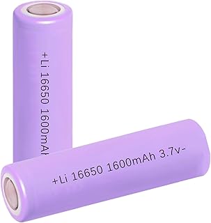 AFSONGOO 16650 Rechargeable Battery, 16650 Battery 1600mAh 3.7V Li-ion Rechargeable Battery with Button Top for Flashlights TorchesC