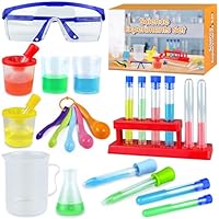 24PCS Educational Lab Science Experiments Early Learning Kit for Boys and Girls with Many Tools Droppers Plastic Test Tubes with Caps Lab Science Supplies Test
