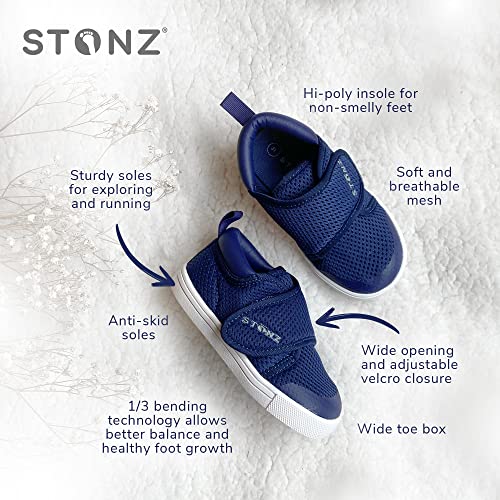 Stonz Cruiser Plus Toddler Sneakers - Breathable Soft Rubber Sole, Vegan Toddler Shoes For Boys And Girls, Wide Opening And Adjustable Strap Closure - Lightweight Kids Sneakers, Age 2 - 5 Years Old #TOP4