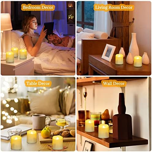 Ymenow Rechargeable Tea Lights with Remote, 6pcs USB Charging Flameless Flickering Battery Tealights Candles with Timer Cable for Home Thanksgiving Christmas Decorations