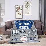 Custom Blanket for Bed Fans Gift Baseball City Winter Summer Fleece Throw Blankets Personalized Name and Number, 30'x40', 50'x60', 70'x80'