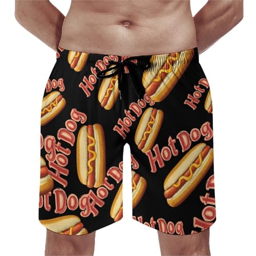 Hot Dog Shop Men's Swim Trunks Quick Dry Board Shorts Hawaiian Beach Shorts With Pocket