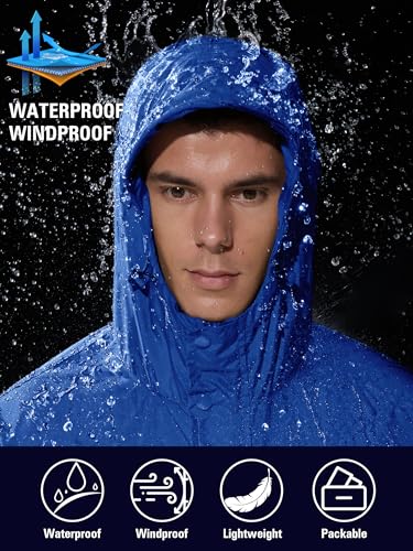 Image of UIQUR Mens Lightweight Rain Jacket Waterproof Windbreaker Packable Rain Coat with Hood for Golf Running Hiking Travel