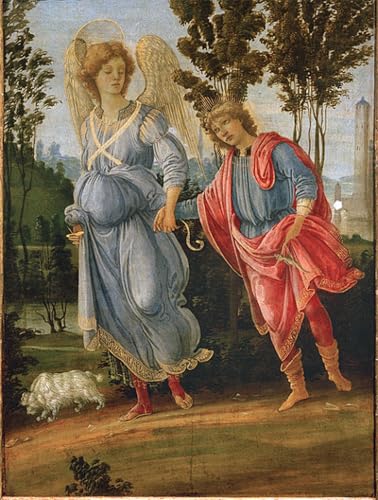 Impression d'art Tobie avec l'ange FilipLippi Toile Haute Définition 60x90