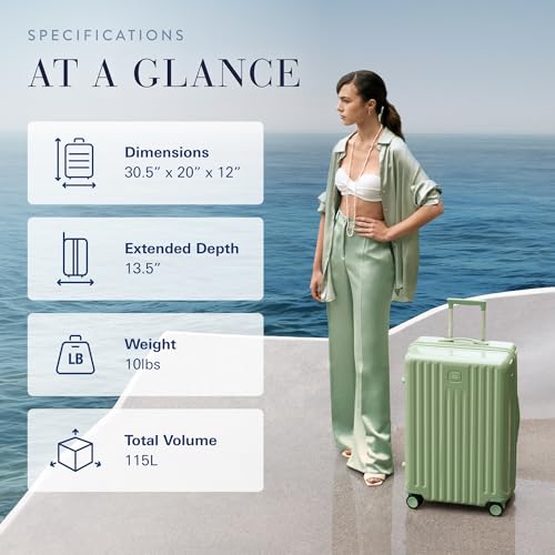 Image of Bric's Positano Spinner - Expandable Luxury Checked Luggage With Spinner Wheels - Lightweight Suitcases Made From Durable Polycarbonate - Protector Cover Included - 30 Inch, Light Blue