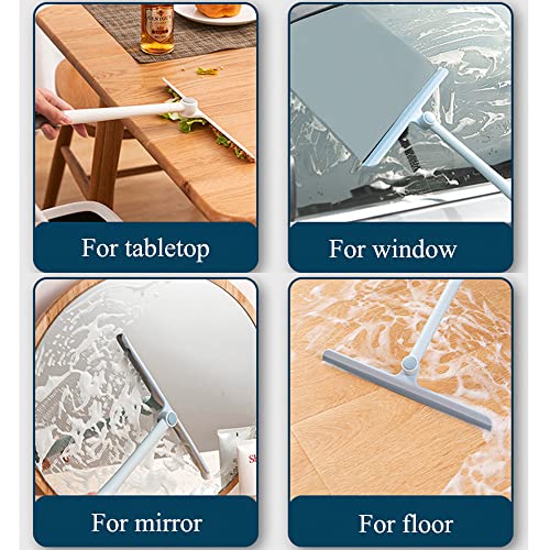 Image of Shower Squeegee - Grey Rotating Blade Window Mirror Squeegee, Soft Glass Cleaner for Home, Bathroom, Car Windshield Cleaning Small Squeegee All-Purpose Wiper Tool