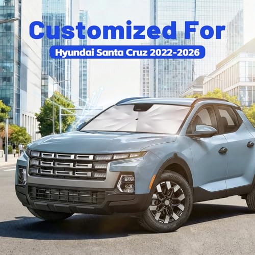 Image of Car Windshield Sun Shade for Hyundai Santa Cruz 2022-2026 -[Reflective Coated Fabric] Sunshade Umbrella for Front Window, Car Shades Sun Visor Keep Car Cool and Protects Interior, 1:1 Exact Fit