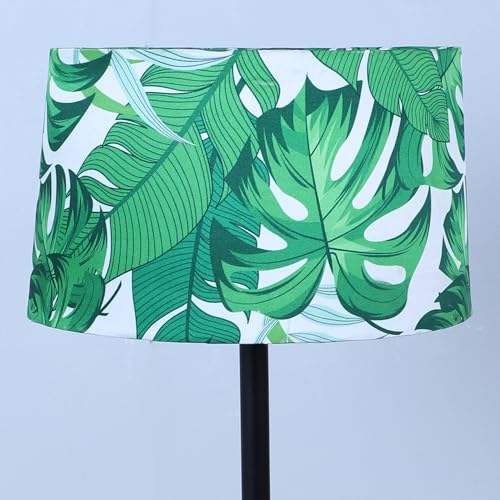Image of tu casa Black Metal-Iron Base Foldable Floor Lamps with Palm Print & Satin Shade for Bedroom, Living Room, Lounge, Office Area, Gifting Without Bulb for Home Decoration (Height - 53 inch)