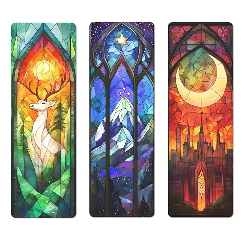 TwoDays Fantasy Stained Glass Art Transparent PVC Bookmarks Dark Romance Merch for Readers Romantasy Inspired Bookish Gifts for Book Lovers Booktok Book Accessories (Set of 3 6 x 2)