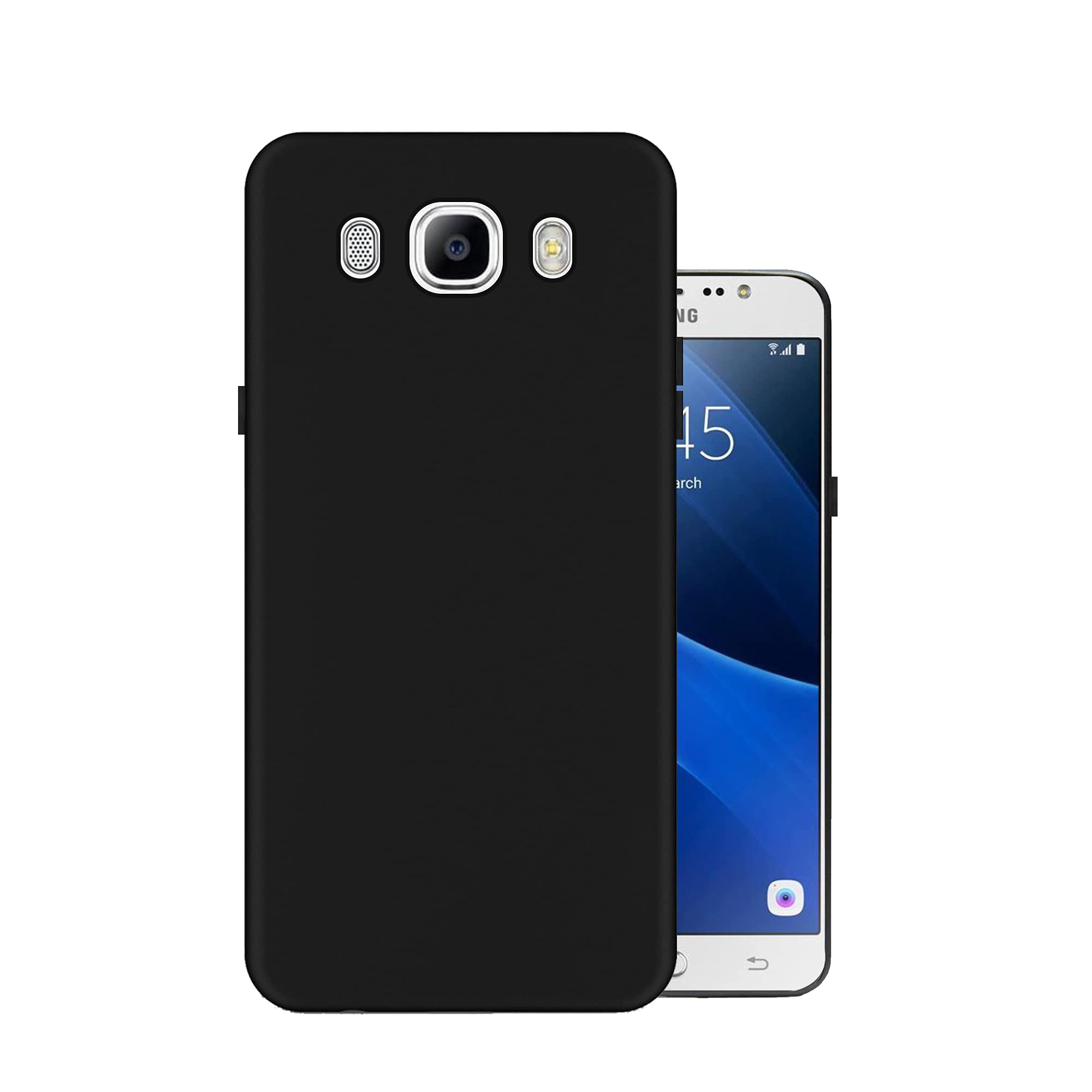 HELLO ZONE Exclusive Matte Finish Soft Back Case Cover for Samsung Galaxy J7 2016 - Black