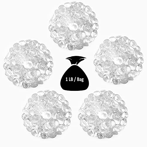 Cys Excel 5Lbs Clear Glass Gemstone Beads Vase Fillers Flat Marble Beads Multiple Color Choices Aquarium Decor Rocks Floral Stones Decorative Mosaic Glass Gem Pebbles #TOP2