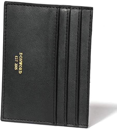 DONWORD RFID Slim Leather Card Case Wallet Minimalist Credit Card Holder Money Clip for Men & Women