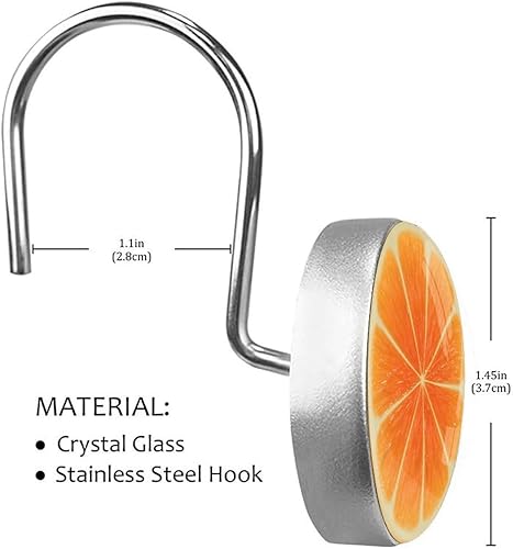 Miniatura 3 de 12 ganchos decorativos de pomelo para cortina de ducha con diseño de pomelo, anillos de rodillo, anillos redondos de acero inoxidable para baño