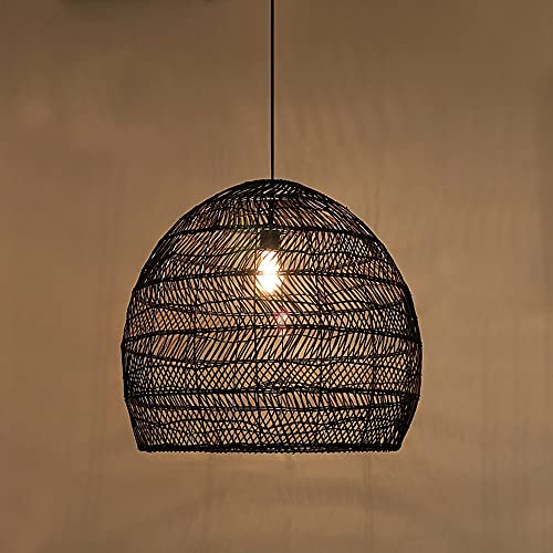 SYAXVOM Lámpara Colgante Vintage de ratán - Lámpara Colgante E27 Hecha a Mano para Loft, Comedor y cafetería, lámpara de araña Vimini, iluminación para Restaurante y hogar.