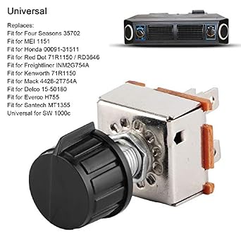 Rotary AC AIR Conditioning 3 Speed Blower Switch, Car Fan Switch Fan Motor Switch for Universal Volume Control Rotating Plastic Knob, 10000 Times for MEI 115, for Freightliner INM2G754A, for SW 1000c