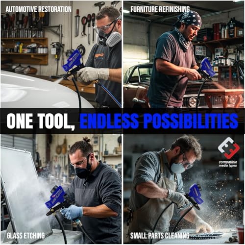 LE LEMATEC Light-Duty Sandblaster Gun Kit, Requires Air Compressor (Not Included), Hobby Sand Blaster for Small Projects, Metal & Wood Surface Prep, AS118-2C