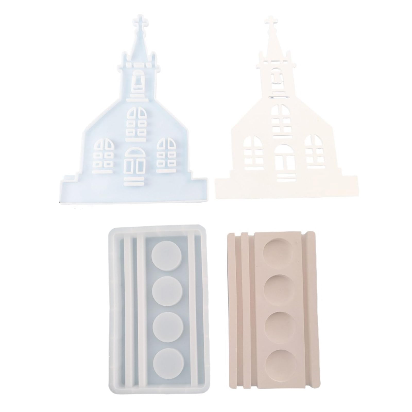 Moules ornementaux en silicone - Moule à église - Moules pour bougeoirs - Moule unique pour la fabrication de chandeliers - En silicone
