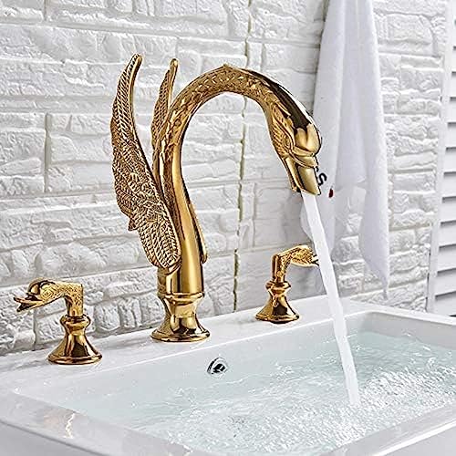 Robinet de lavabo cygne doré mélangeur vintage pour salle de bain familiale
