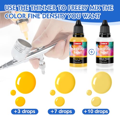 Peinture acrylique pour aérographe ESRICH 52 couleurs avec 4 diluants - 7