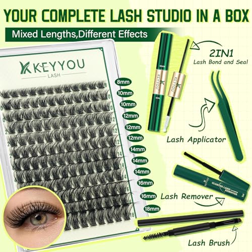 Image of KEYYOU Enchantress Lash Clusters Kit Layered Wispy Clusters for Full Volume