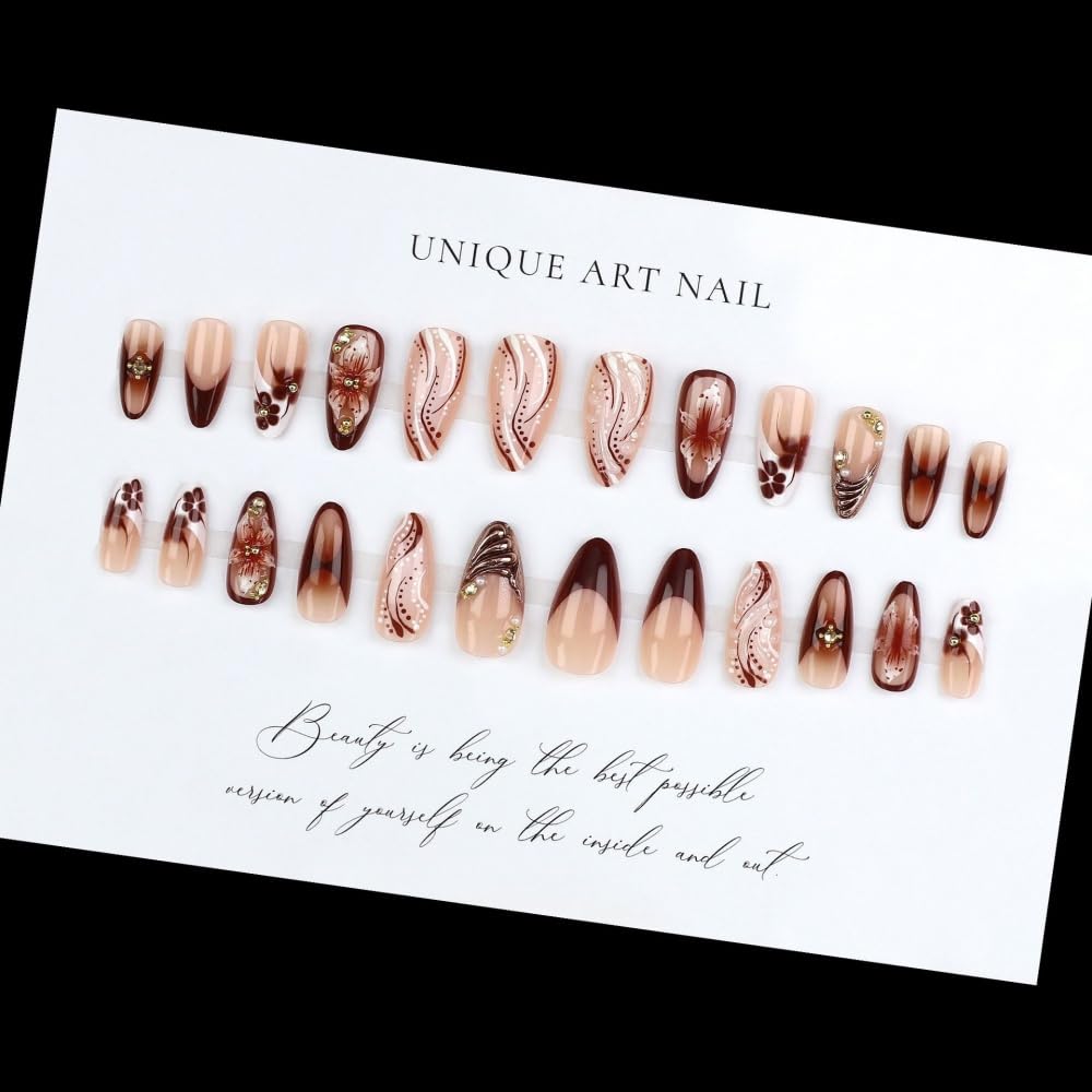 French Tips Press On Nails - Almond Design -5 French Tips Press On Nails - Almond Design -5
